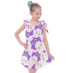 Purple Owl Pattern Background Kids  Tie Up Tunic Dress