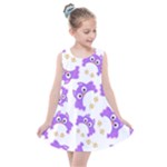 Purple Owl Pattern Background Kids  Summer Dress