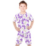 Purple Owl Pattern Background Kids  T-Shirt and Shorts Set