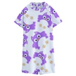 Purple Owl Pattern Background Kids  Boyleg Half Suit Swimwear