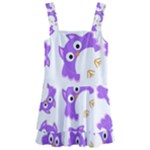Purple Owl Pattern Background Kids  Layered Skirt Swimsuit