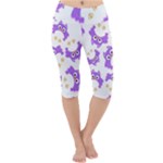 Purple Owl Pattern Background Lightweight Velour Cropped Yoga Leggings