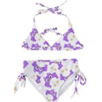 Purple Owl Pattern Background Kids  Classic Bikini Set