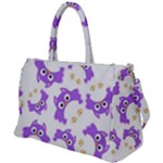 Purple Owl Pattern Background Duffel Travel Bag