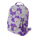 Purple Owl Pattern Background Flap Pocket Backpack (Large)