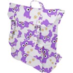 Purple Owl Pattern Background Buckle Up Backpack
