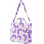 Purple Owl Pattern Background Square Shoulder Tote Bag