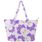 Purple Owl Pattern Background Full Print Shoulder Bag