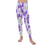 Purple Owl Pattern Background Kids  Lightweight Velour Leggings