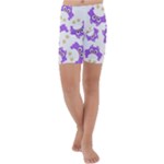 Purple Owl Pattern Background Kids  Lightweight Velour Capri Yoga Leggings