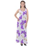 Purple Owl Pattern Background Sleeveless Velour Maxi Dress