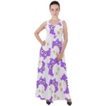 Purple Owl Pattern Background Empire Waist Velour Maxi Dress
