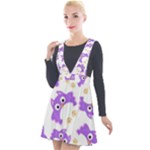 Purple Owl Pattern Background Plunge Pinafore Velour Dress