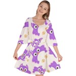 Purple Owl Pattern Background Velour Kimono Dress