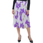 Purple Owl Pattern Background Classic Velour Midi Skirt 