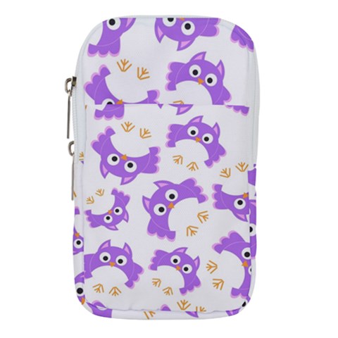 Purple Owl Pattern Background Waist Pouch (Small) from ArtsNow.com