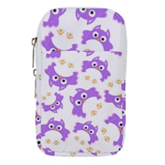 Purple Owl Pattern Background Waist Pouch (Small) from ArtsNow.com