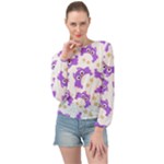 Purple Owl Pattern Background Banded Bottom Chiffon Top