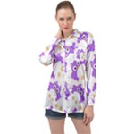 Purple Owl Pattern Background Long Sleeve Satin Shirt