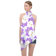 Halter Asymmetric Satin Top 