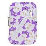Purple Owl Pattern Background Belt Pouch Bag (Large)