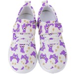 Purple Owl Pattern Background Women s Velcro Strap Shoes