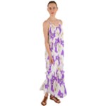 Purple Owl Pattern Background Cami Maxi Ruffle Chiffon Dress