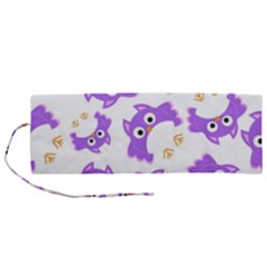 Purple Owl Pattern Background Roll Up Canvas Pencil Holder (M) from ArtsNow.com