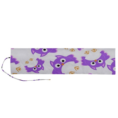 Purple Owl Pattern Background Roll Up Canvas Pencil Holder (L) from ArtsNow.com