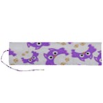 Purple Owl Pattern Background Roll Up Canvas Pencil Holder (L)