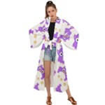Purple Owl Pattern Background Maxi Kimono