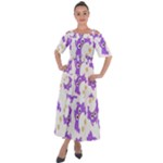Purple Owl Pattern Background Shoulder Straps Boho Maxi Dress 