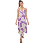 Purple Owl Pattern Background Halter Tie Back Dress 