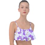 Purple Owl Pattern Background Frill Bikini Top