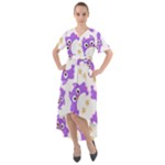Purple Owl Pattern Background Front Wrap High Low Dress