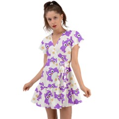 Flutter Sleeve Wrap Dress 