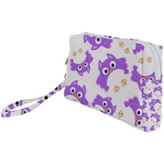 Purple Owl Pattern Background Wristlet Pouch Bag (Small) from ArtsNow.com