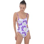 Purple Owl Pattern Background Tie Strap One Piece Swimsuit