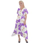 Purple Owl Pattern Background Cross Front Sharkbite Hem Maxi Dress