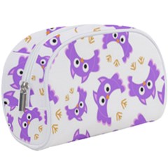 Purple Owl Pattern Background Make Up Case (Large) from ArtsNow.com