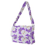 Purple Owl Pattern Background Full Print Messenger Bag (M)