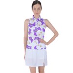 Purple Owl Pattern Background Women s Sleeveless Polo T-Shirt