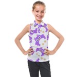 Purple Owl Pattern Background Kids  Sleeveless Polo T-Shirt