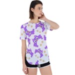 Purple Owl Pattern Background Perpetual Short Sleeve T-Shirt
