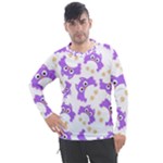 Purple Owl Pattern Background Men s Pique Long Sleeve T-Shirt