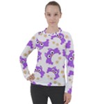 Purple Owl Pattern Background Women s Pique Long Sleeve T-Shirt