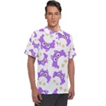Purple Owl Pattern Background Men s Polo T-Shirt