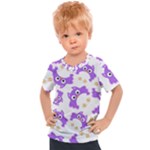 Purple Owl Pattern Background Kids  Sports T-Shirt