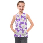 Purple Owl Pattern Background Kids  Sleeveless Hoodie
