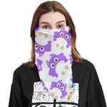 Purple Owl Pattern Background Face Covering Bandana (Triangle)
